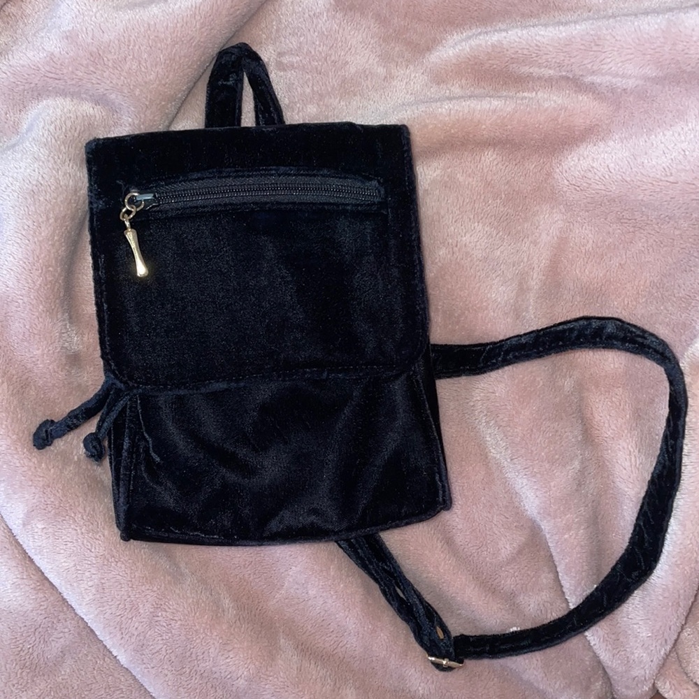 Mini black Velvet backpack